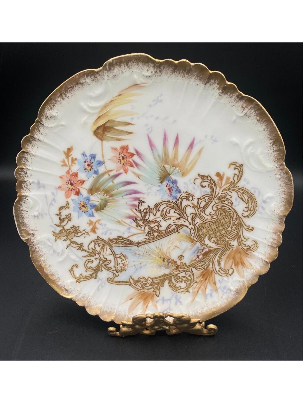 Antique AKCD Limoges France Hand Painted Art Nouveau Cabinet Plate 8.75” c1900